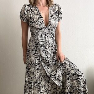 Pampelone Valentina Dress Floral Print High Slit Maxi | NEW